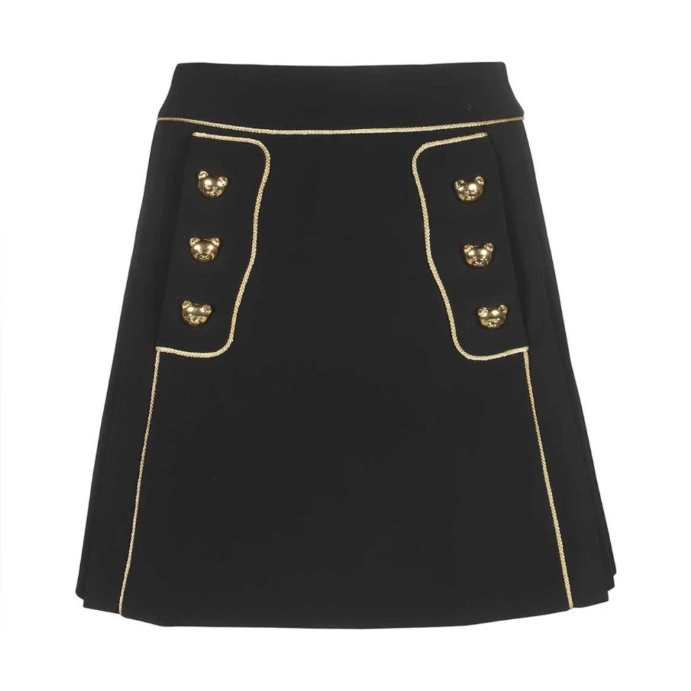 MOSCHINO Couture Black Rope-Detail A-Line Skirt Gold Detail Size US 6 - Picture 2 of 10